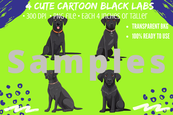4 Cute Black Labrador Retriever Cartoons: The Perfect Digital Asset for Creators
