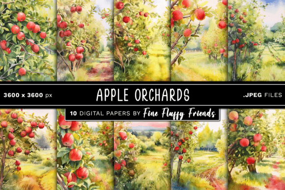 Apple Orchards Digital Paper: A Seasonal Design Resource for Creators