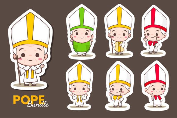 Bringing Joy to Your Designs with the Sticker Cute Pope Cartoon Illustration