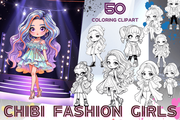 Chibi Fashion Girls - Clipart: A Creative Asset Guide