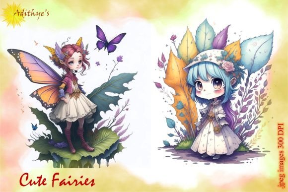 Cute Fairies in a Garden: A Versatile Digital Art Collection for Creative Projects