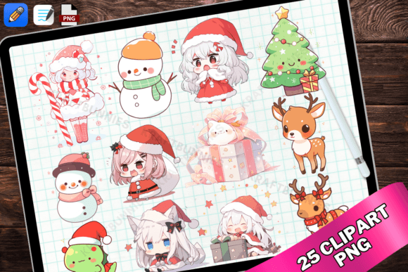 Cute Kawaii Christmas Digital Stickers: A Creative Toolkit for Festive Designs