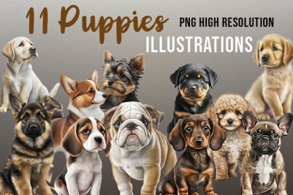 Cute Little Dogs Puppies Illustrations for Every Creative Project