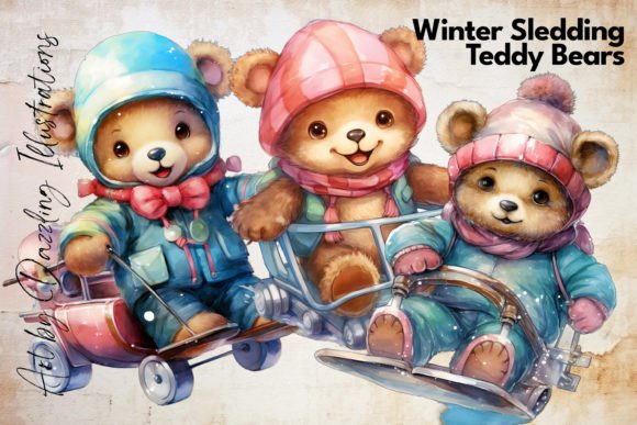 Evaluating Watercolor Winter Teddy Bears Sledding for Your Creative Projects