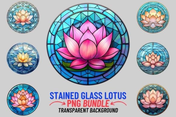 Stained Glass Lotus Flower 12 PNG: Elevating Digital and Physical Design with Serenity