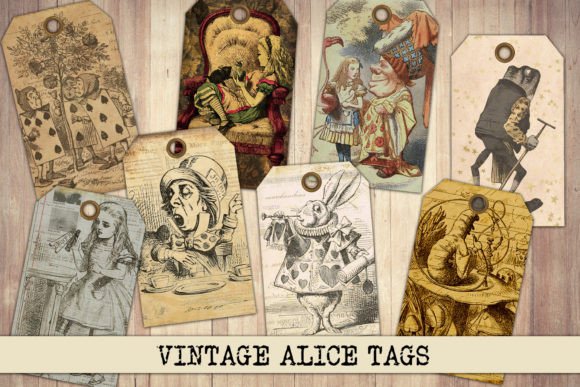 Vintage Alice Tags Ephemera: A Whimsical Addition to Your Paper Crafts