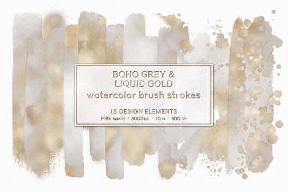 Watercolor Brush Strokes Grey Gold: Elevating Modern Design with Liquid Luxury