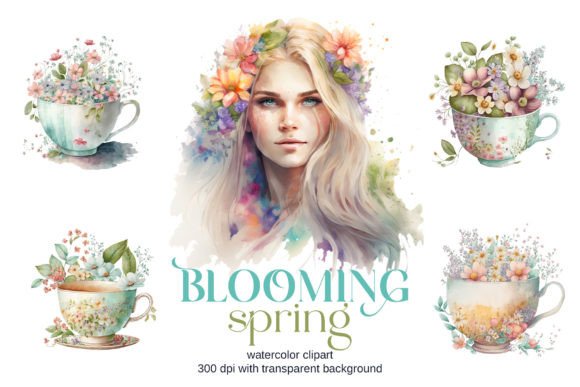 Watercolor Floral Cute Spring Clipart