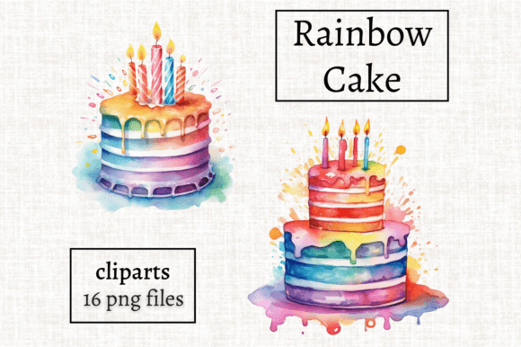 Watercolor Rainbow Birthday Cake Clipart: A Vibrant Tool for Creative Projects