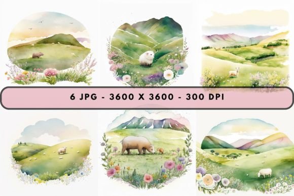 Watercolor Rolling Hills: A Versatile Digital Background for Creative Projects
