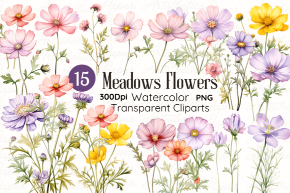 Welcome to Paper Artsthetics: Unveiling the Wild Meadow Flowers Watercolor Clipart Collection