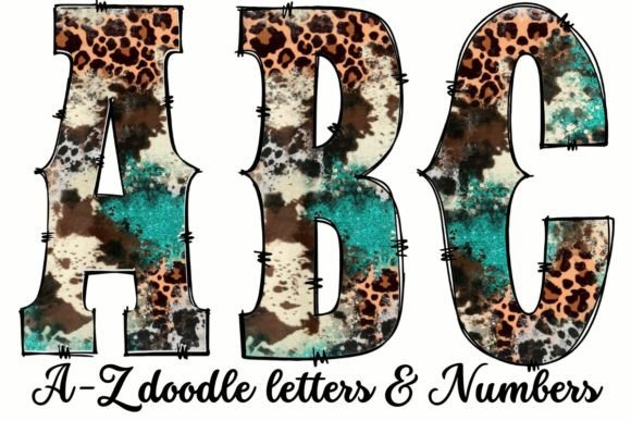 Western Doodle Alphabet: Leopard & Cowhide