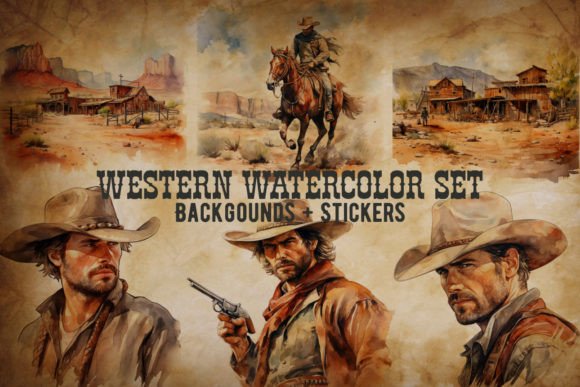 Western Watercolor Clipart for Creative Projects